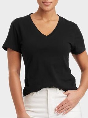 Merona Black V-Neck Short Sleeve Tee Shirt XXL